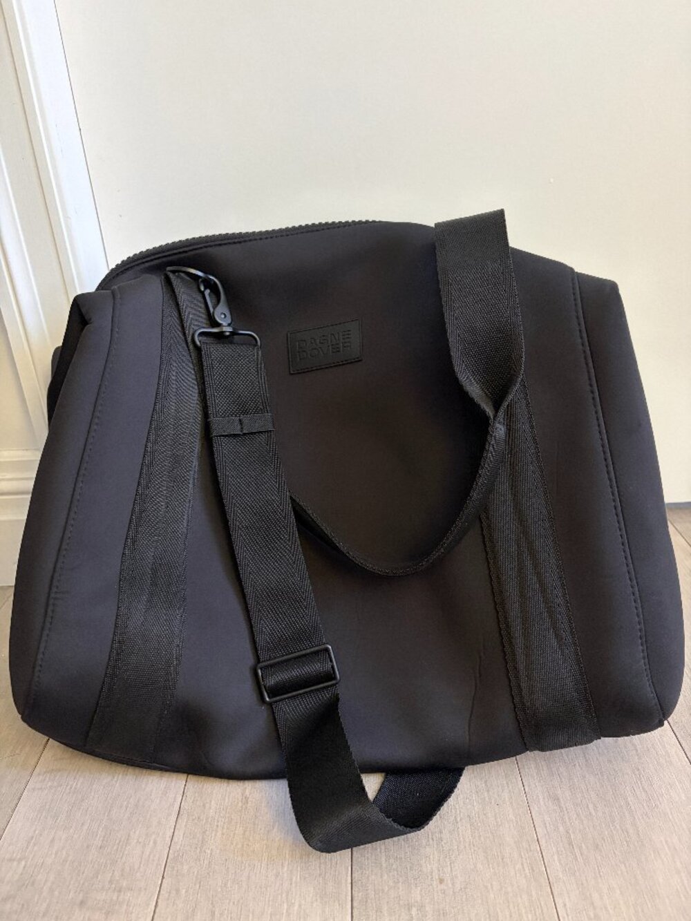 Dagne Dover Landon Carryall Large Onyx Neoprene Duffle Bag Travel Gym + Pouch
